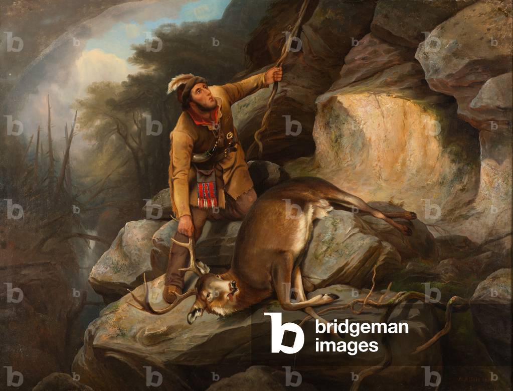 Das Jägerdilemma, 1851 (Öl auf Leinwand)