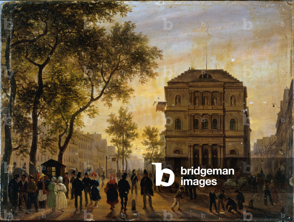 Le Théâtre de l'Ambigu-Comique et le boulevard Saint-Martin, 1830 (oil on cardboard)