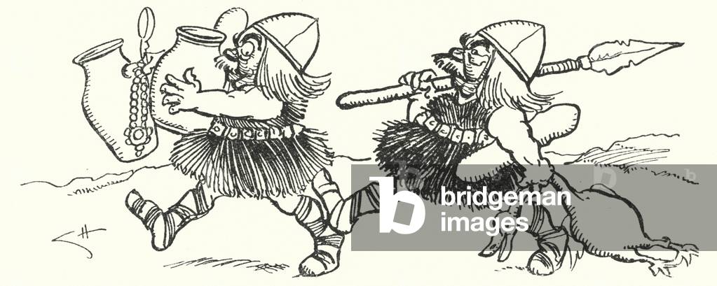 Image of Hengist and Horsa (litho) by Harrison, Charles (d.1943)