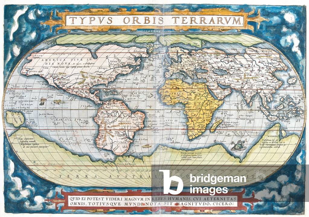 Image of Map & plan depicting World 1570 by Abraham Ortelius