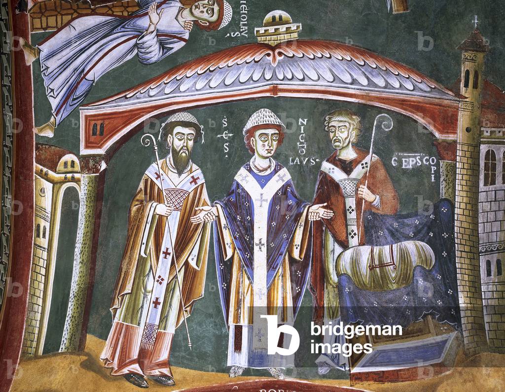 "Novalesa Abbey. Kapelle des Heiligen Eldrado und des Heiligen Nikolaus. Fresken. Italien."