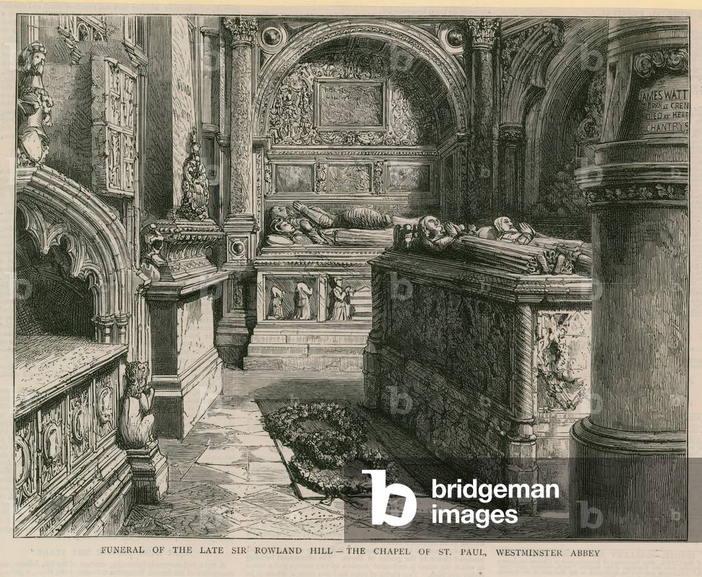 "Funerale del tardo Signore Rowland Collina (incisione)" di English School