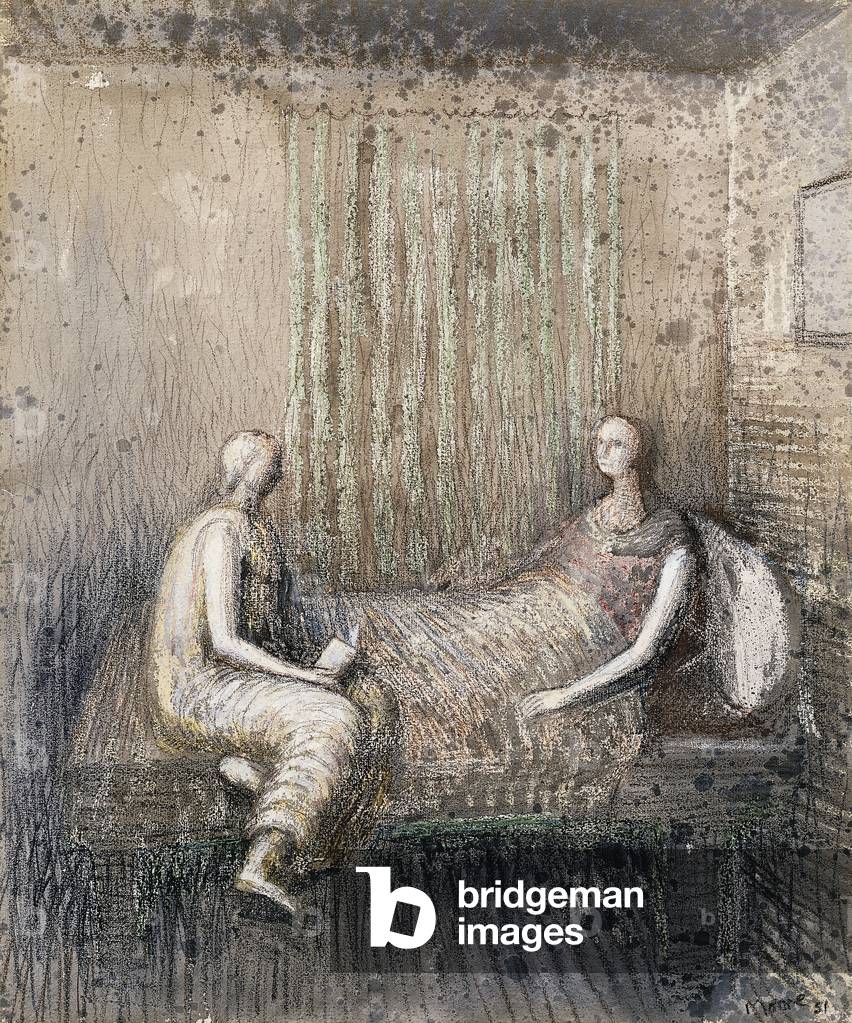 "Donna che legge al compagno", 1951 di Henry Spencer Moore