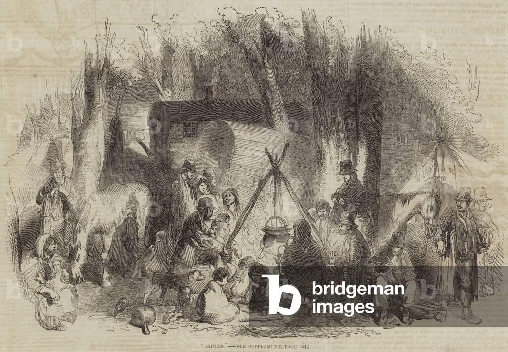 Gitans (gravure) par English School, b/w