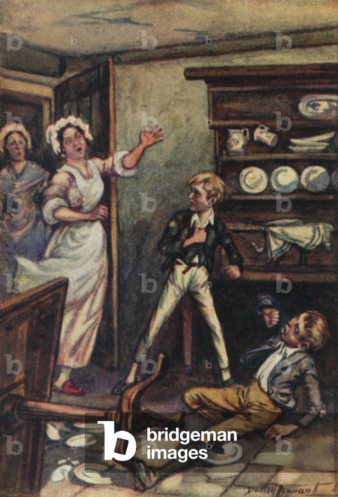 "Illustrazione per Oliver Twist di Charles Dickens (colore lito)" di C. Dudley Tennant