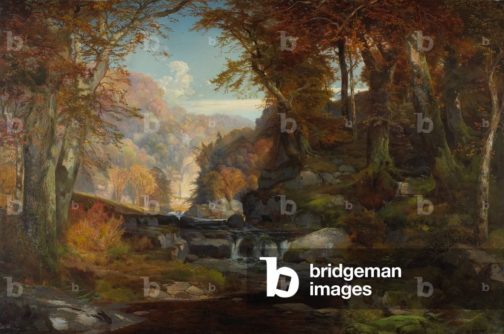 Immagine di Dipinto "Una scena sul Tohickon Creek: Autunno", 1868 di Thomas Moran