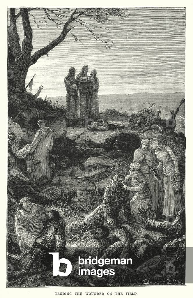 Tendendo i feriti sul campo (incisione)