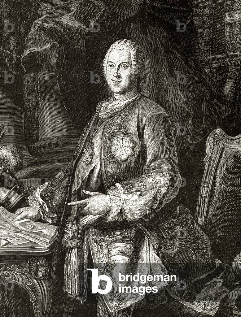 Heinrich, conte von Bruhl (1700-1763). Incisione.