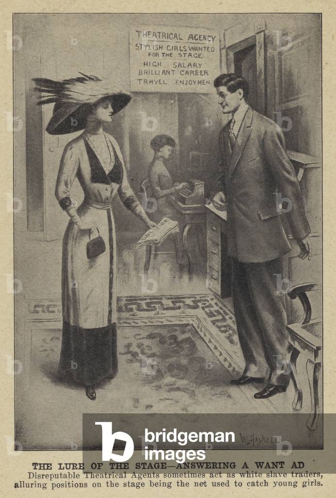 White Slave Trade: Der Köder der Bühne, Antwort auf eine wollen Anzeige (litho)