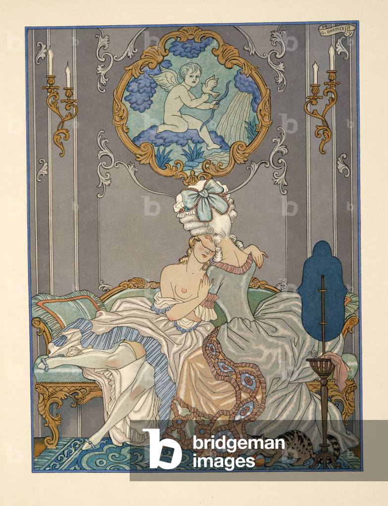 Camera da letto scena da 'Les Liaisons Dangereuses' di Pierre Choderlos de Laclos (1741-1803) pub. 1934 (pocho