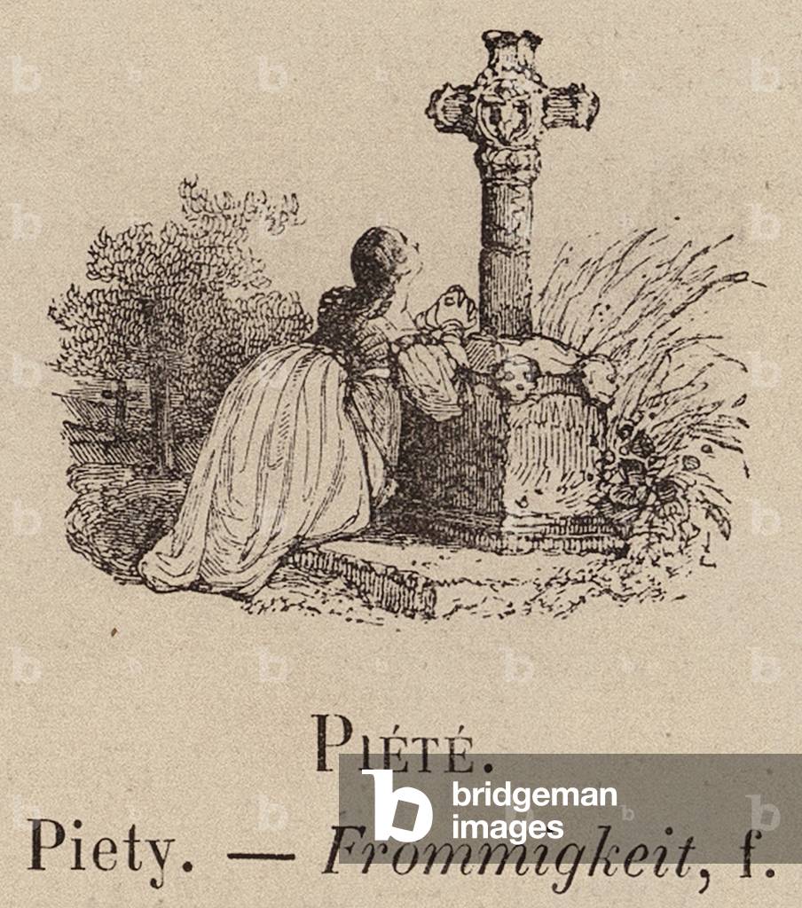 Image of Le Vocabulaire Illustre Piete; Piety; Frommigkeit (engraving) by European School