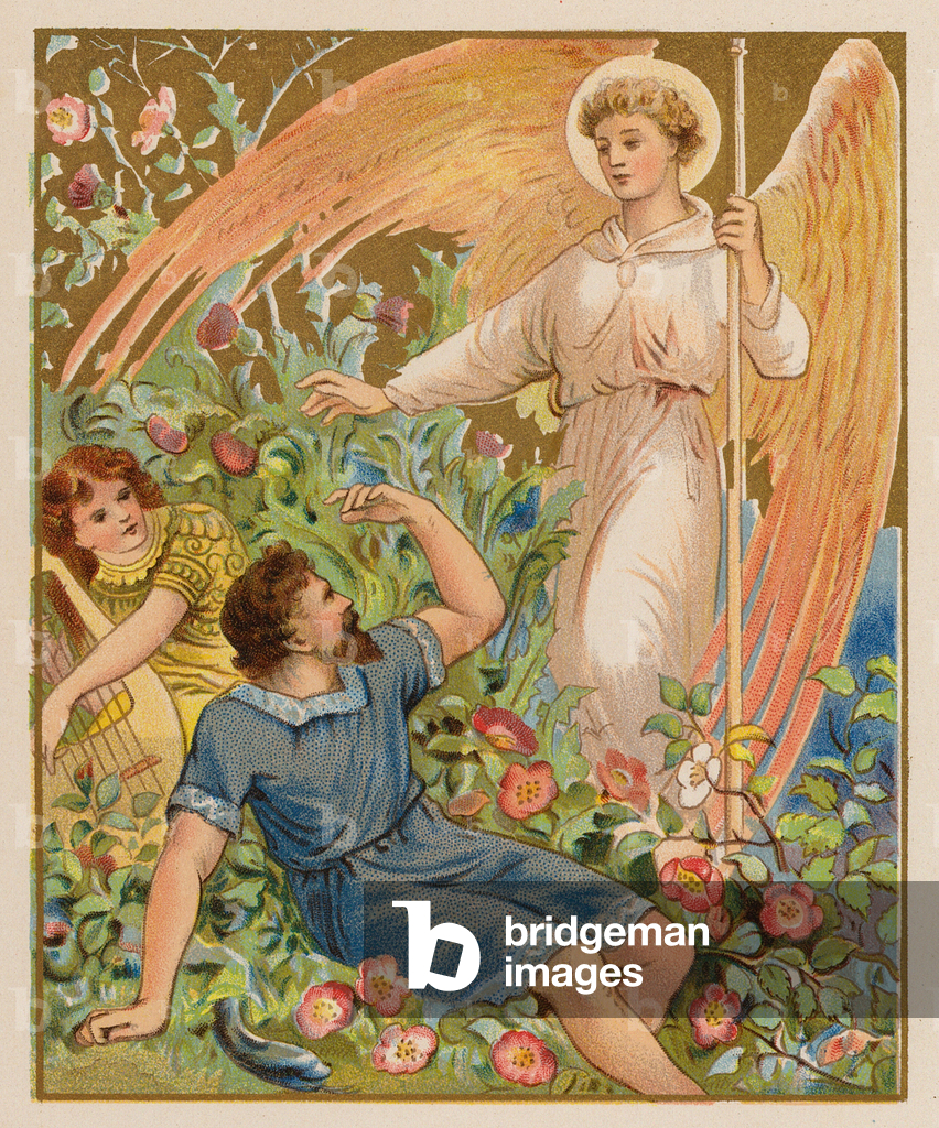 Immagine di Stampa "Apparizione di un angelo (cromolito)" 1901 di American School