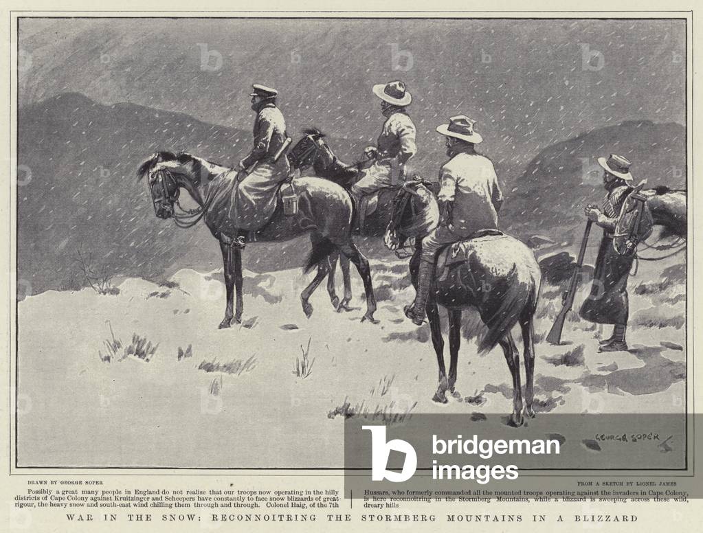 Guerra nella neve, ricognizione delle montagne Stormberg in una Blizzard (lito)