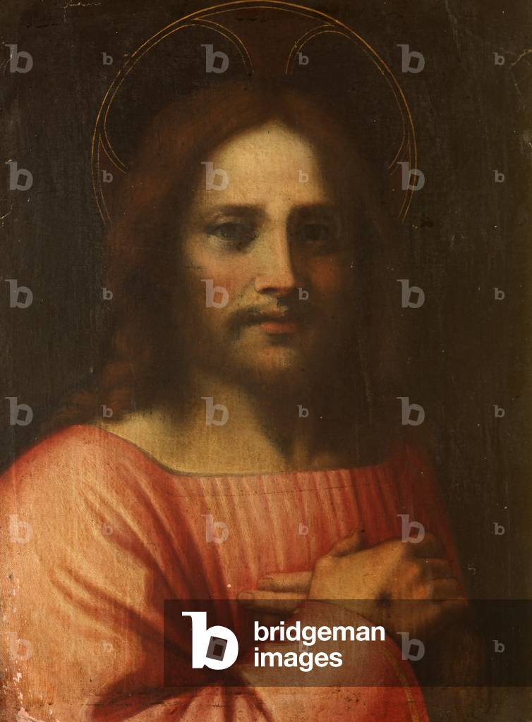 Image of Painting depicting Christ the Redeemer by Andrea del Sarto, b/w