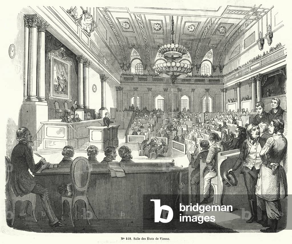 "Kammer des österreichischen Parlaments" 1801 von French School, b/w