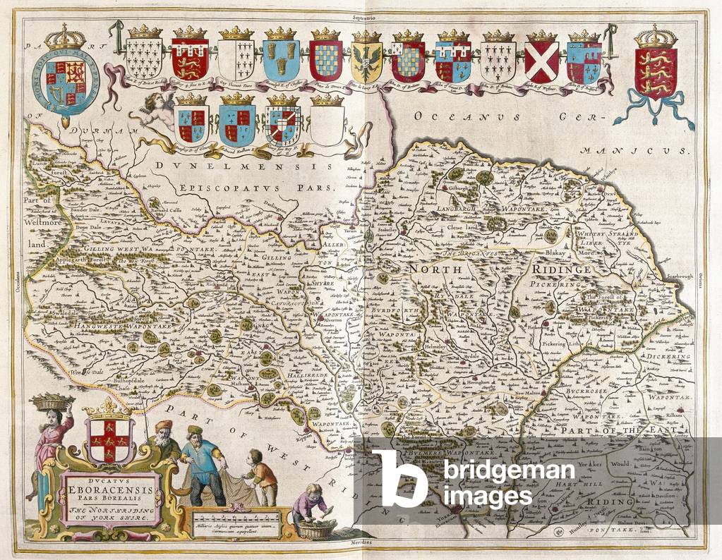 Parte nord di Yorkshire, in 'Theatrum Orbis Terrarum, sive Atlas Novus' di Willem Blaeu, Amsterdam, 1645-50