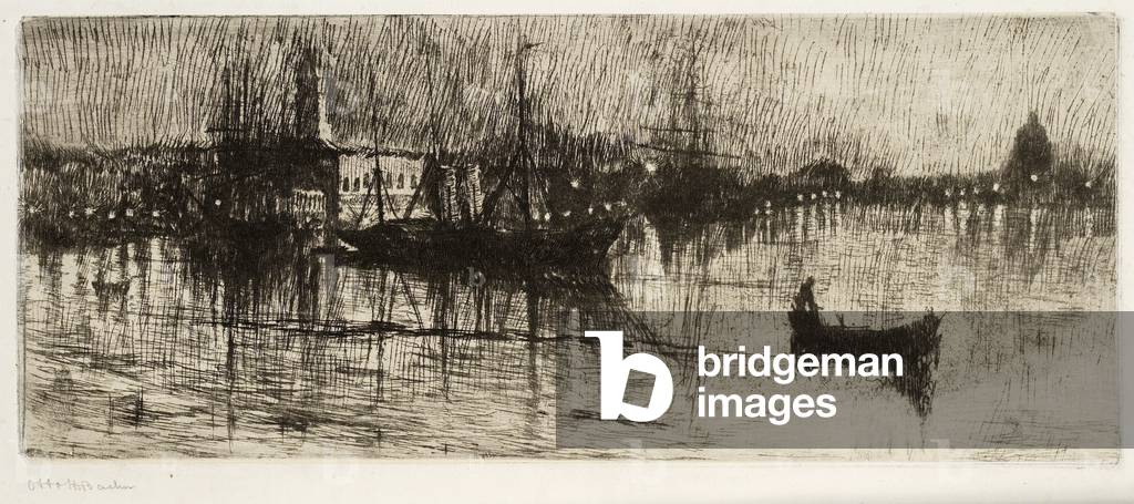 Bild von Gravur "Rainy Night" 1880 von Otto Henry Bacher
