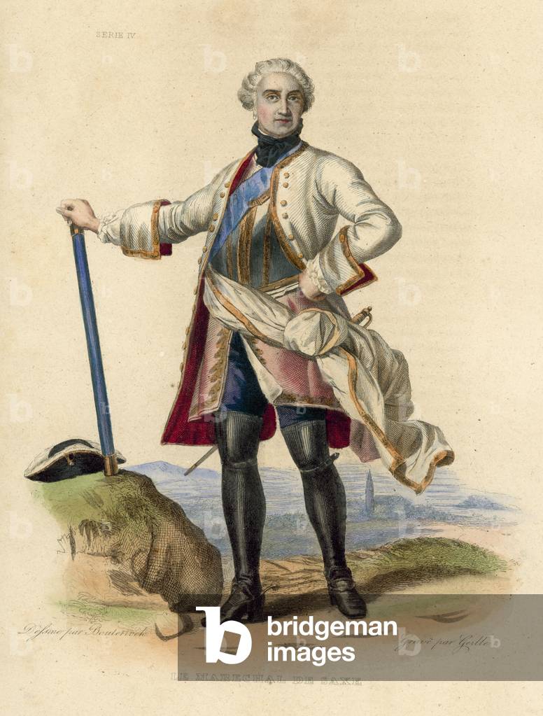 Le Marechal de Saxe (incisione colorata)