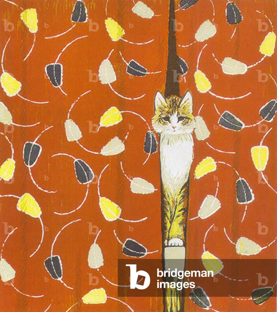 Katze hinter dem Vorhang, 1960 (linocut)
