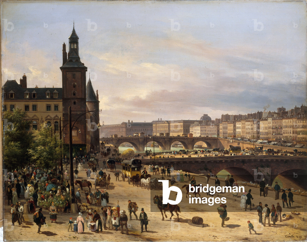 Flower market, Clock Tower, Pont au Change and Pont-Neuf, 1832 (oil on canvas)
