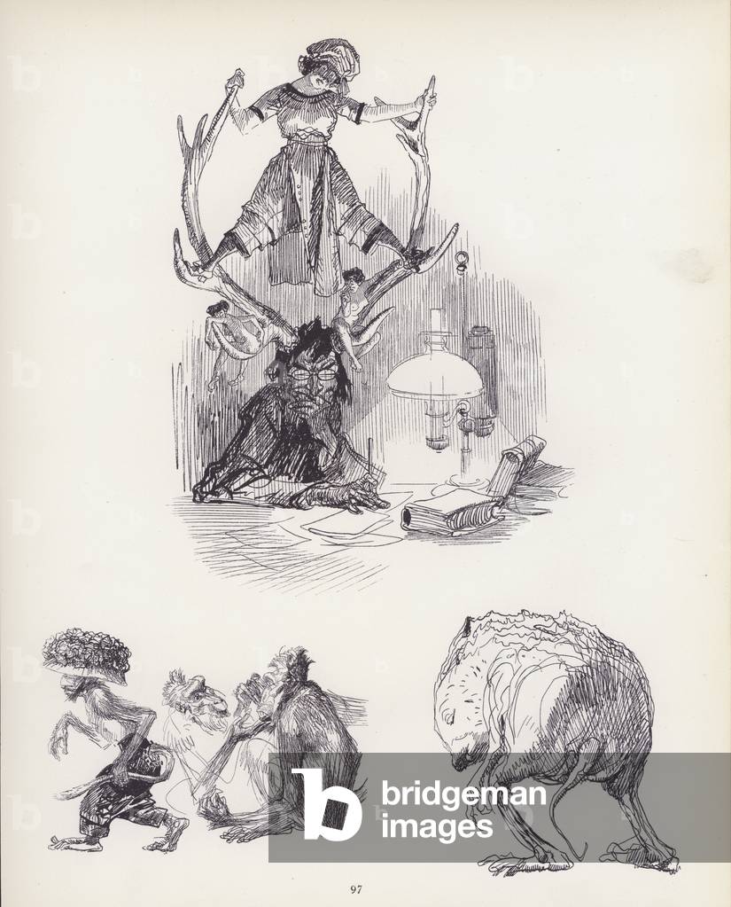 Bild von Druck "Groteske Kreaturen (Litho)" 1901 von Heinrich Kley