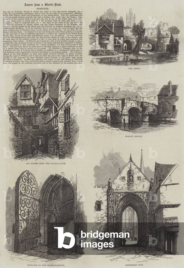 Norwich (gravure) 1868 par Samuel Read, b/w