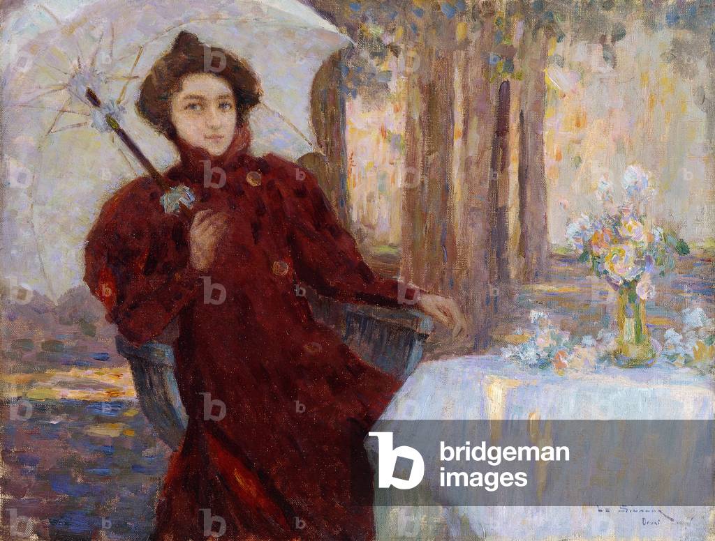 Image of Painting depicting Woman with an Umbrella; Femme a l'Ombrelle, 1896 by Henri Eugene Augustin Le Sidan