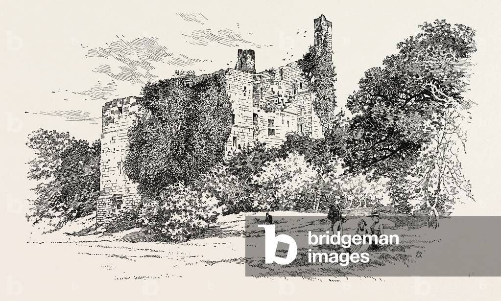 Image of Engraving depicting Ruins of Harewood Castle