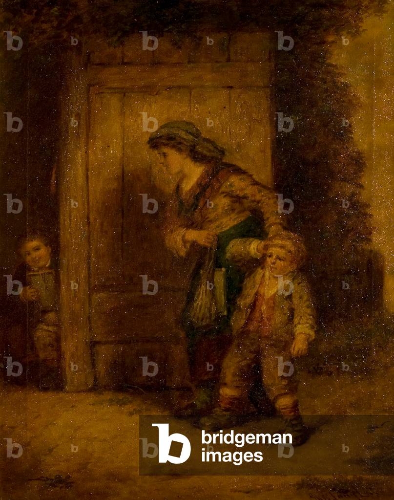 Riluttante a scuola (olio su tela)