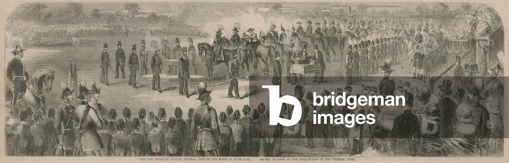 "Vista generale della scena a Hyde Park in occasione della distribuzione della Victoria Cross (incisione)" di 