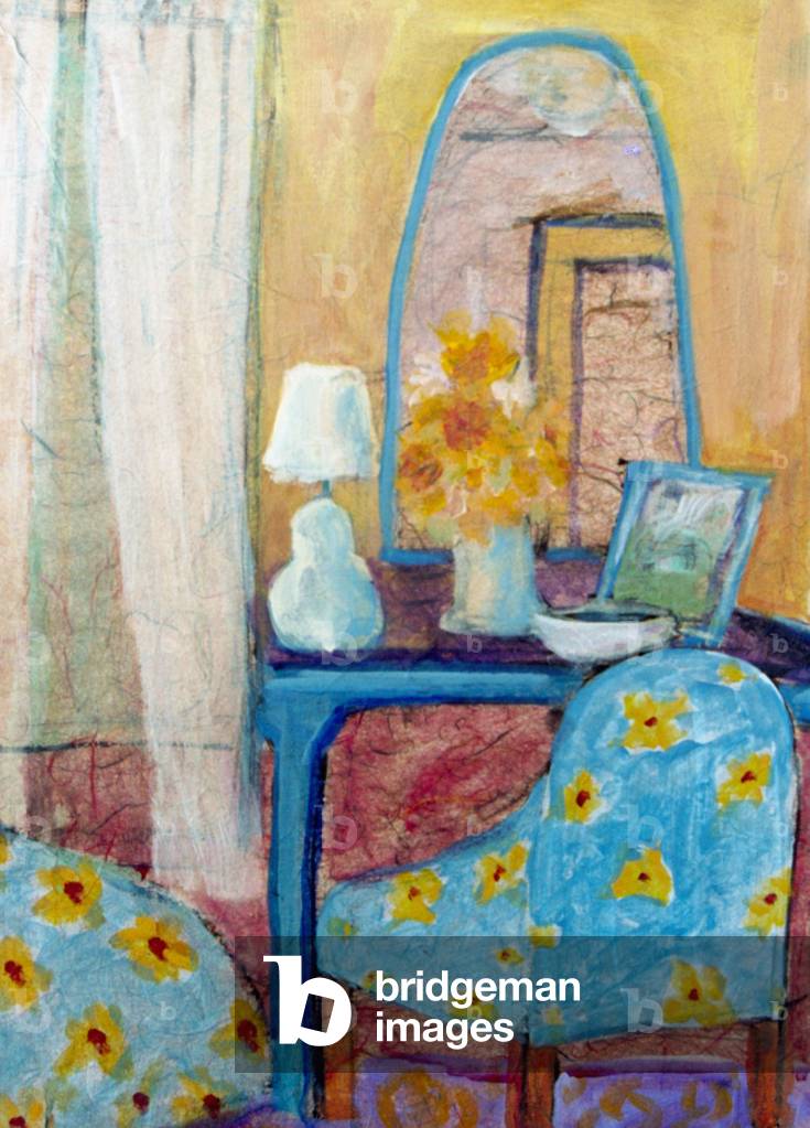 Zimmer mit blauen Stühlen 2004 Hyazinthe Manning (b.1954 Afroamerikanisch) Acryl auf Papier