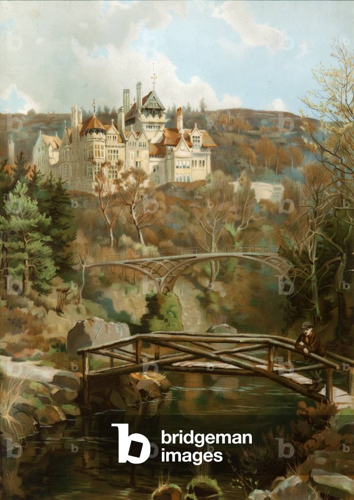 Bild von Zeichnung "Ansicht von Cragside" von English School