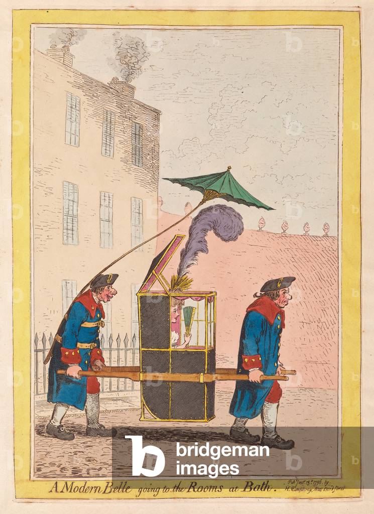 Image of Engraving depicting A modern Belle going to the Rooms at Bath 1796 by James Gillray