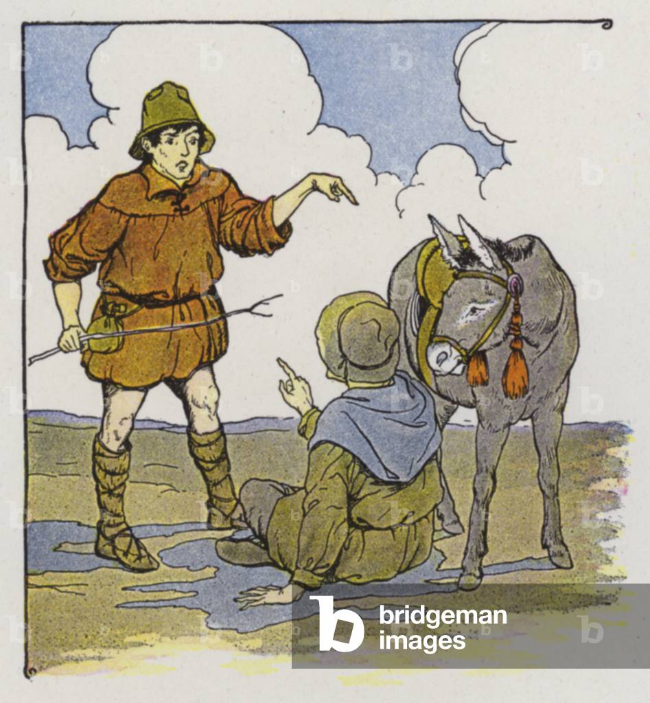 Aesops Fabeln: Der Ass und sein Schatten (Farblitho)