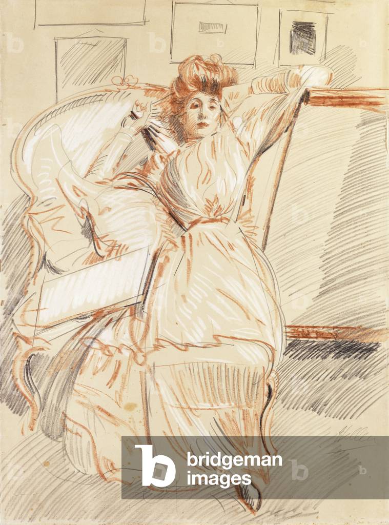 "Madame Helleu Riposo" di Paul Cesar Helleu, b/w