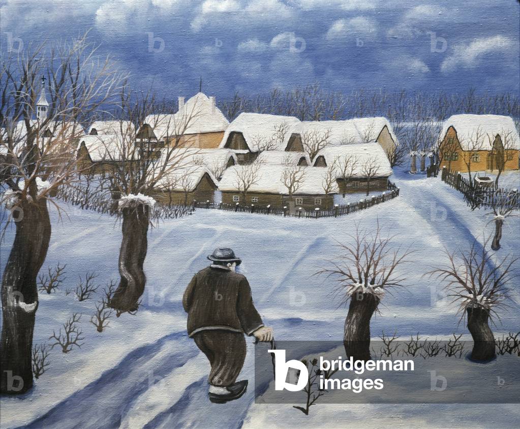 Walk To Village (olio su tela)