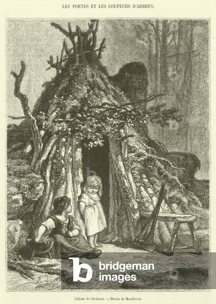 "Cabane de bucheron (Gravur)" 1801 von French School, b/w
