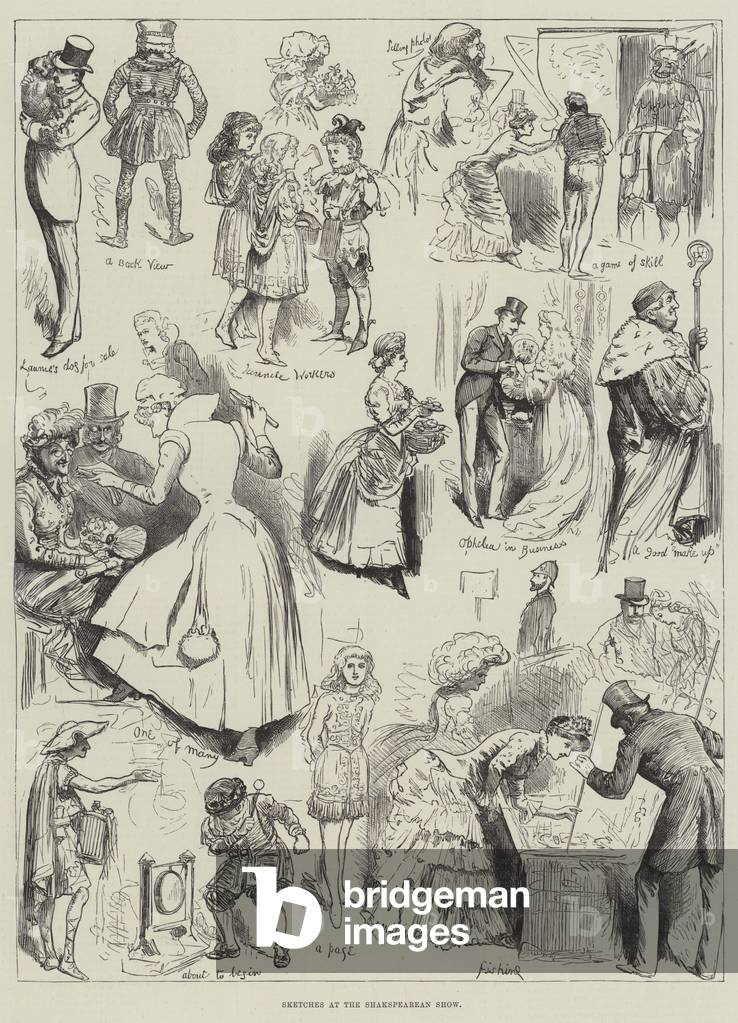 Sketches at the Shakspearean Show (engraving) by English Artist, b/w