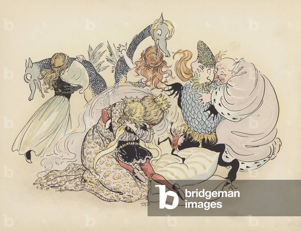 Illustration pour Little Twin Dragons par S Rosamond Praeger (litho couleur)