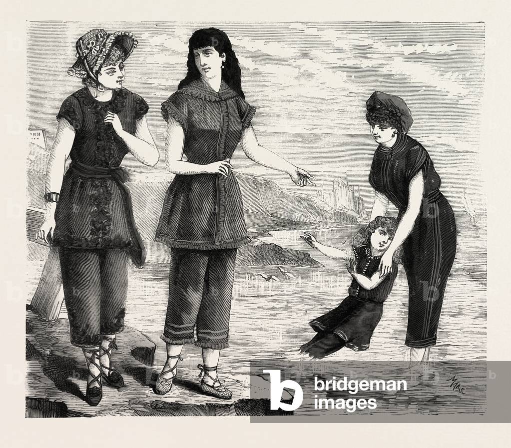 Image de Gravure représentant French Bathing Costumes, b/w