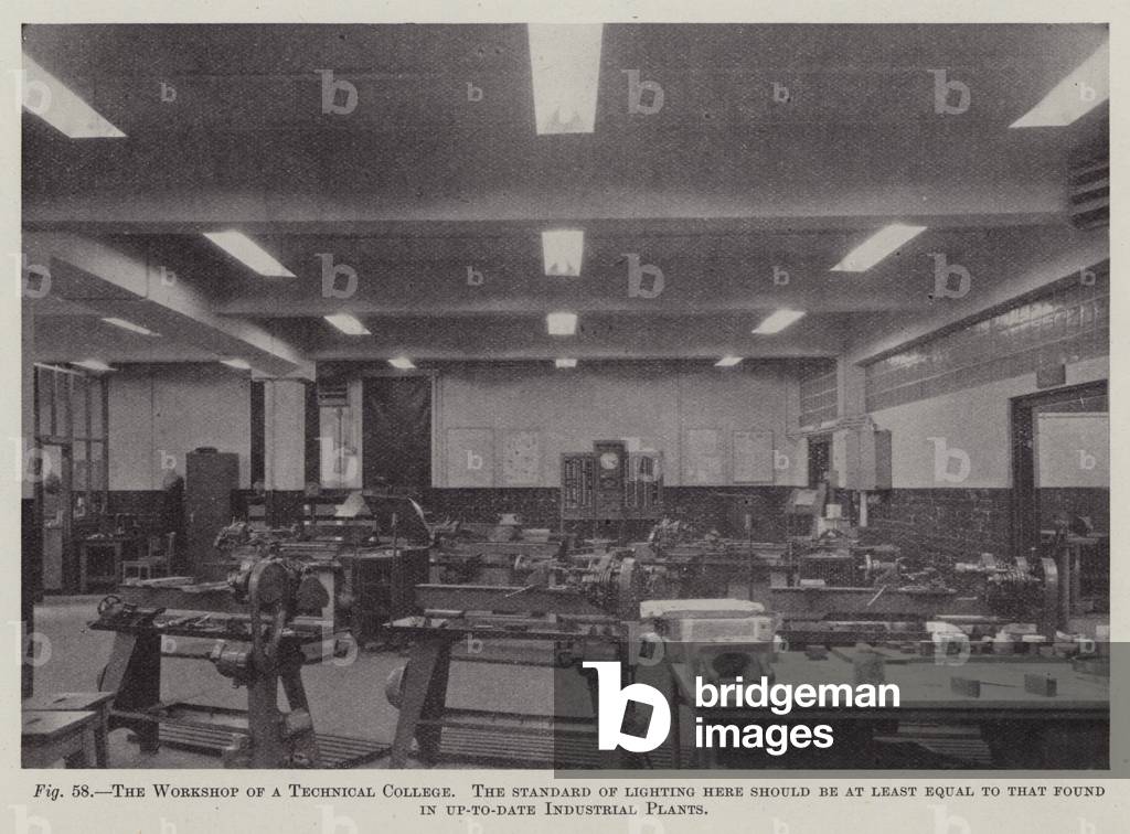 Immagine di Fotografia "L'officina di un istituto tecnico (foto in b/n)" 1901 di English Photographer