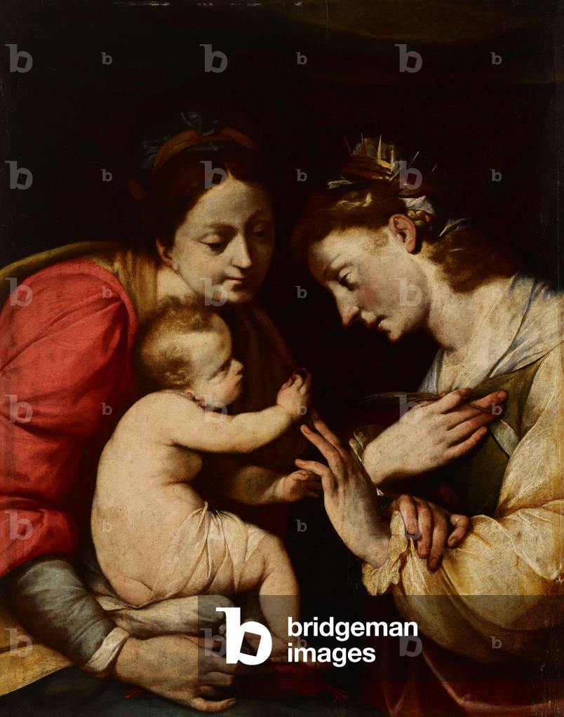 "Die mystische Ehe von St. Catherine", 17. Jahrhundert von Giovanni Battista Crespi, b/w