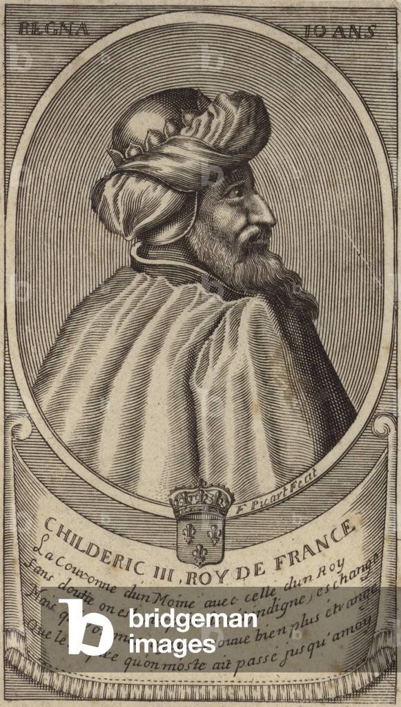 König Childeric III der Franken (Gravur)
