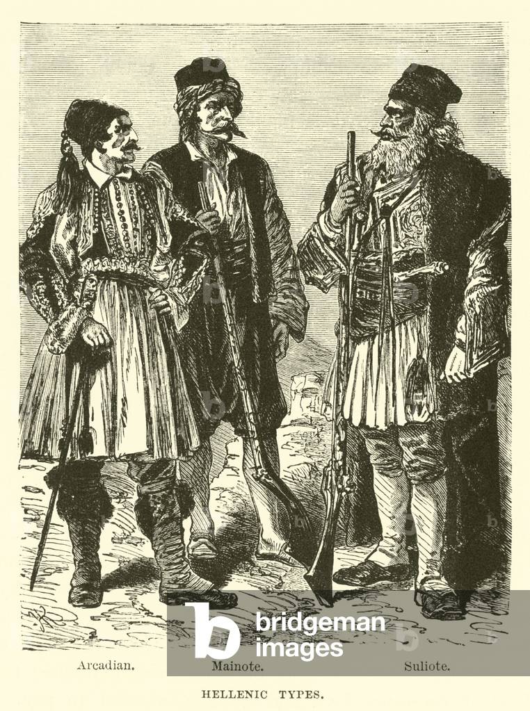 Hellenic types (engraving) by English Artist, b/w