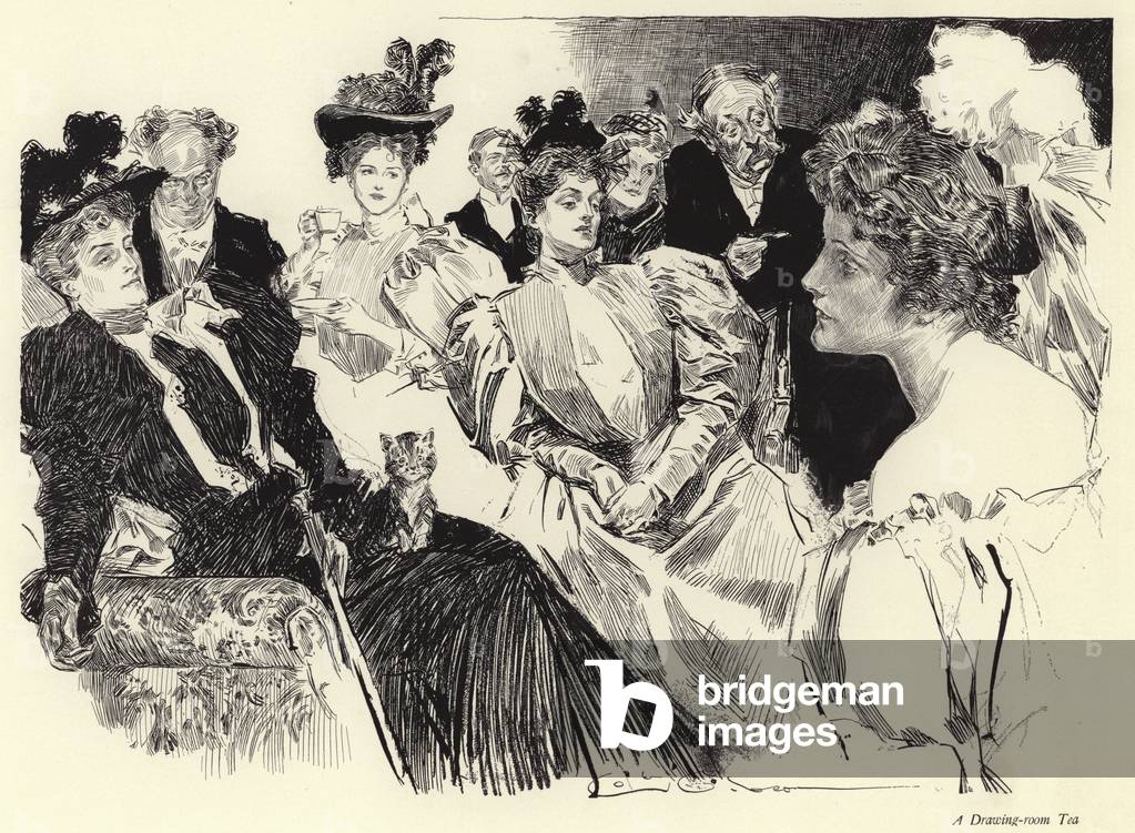 Immagine di Stampa "Un salotto tè (lito)" di Charles Dana Gibson