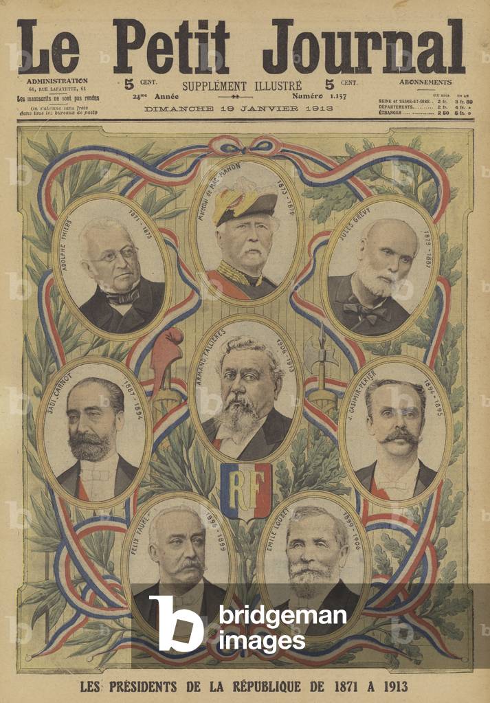 Präsidenten der Französischen Republik von 1871 bis 1913 (Farblitho)
