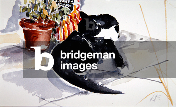 Bild von Zeichnung "Fangen ein Blatt (w/c auf Papier)" von Lesley Fotherby