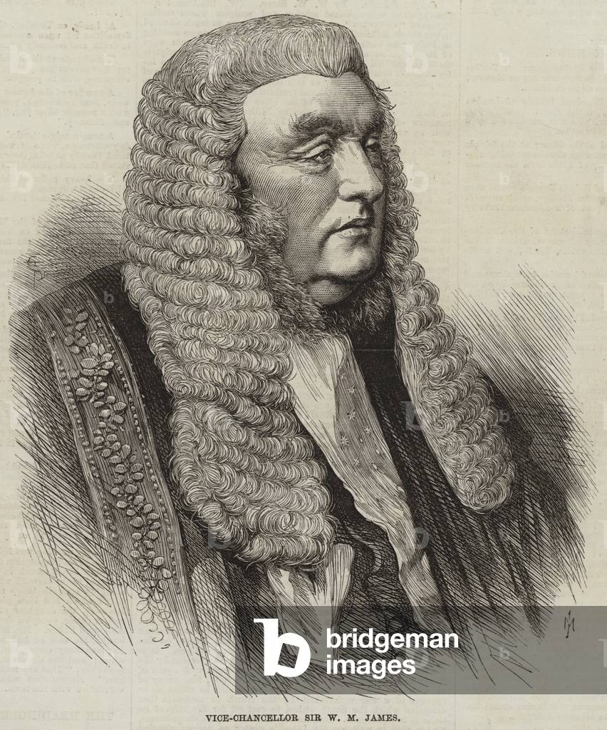 "Vizekanzler Sir W M James (Gravur)" von English School, b/w