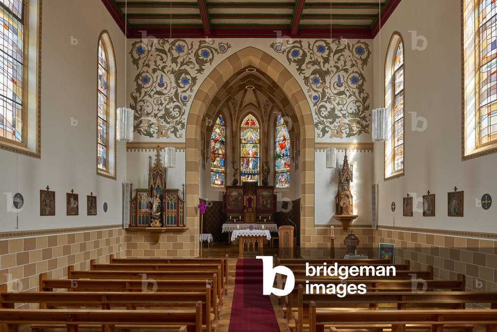 Image of Interior view of Saint Michael Catholic church looking towards the