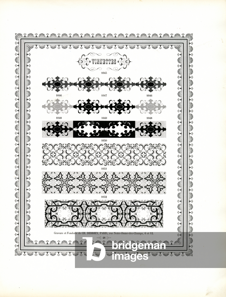 Immagine di Stampa "Bordi ornamentali con motivi simmetrici (stampa)" di Charles Derriey